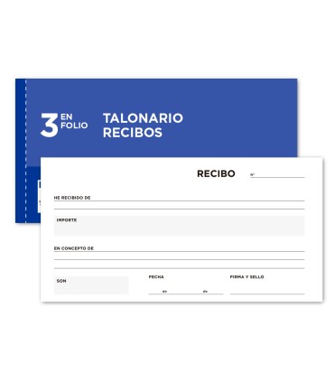 Talonario liderpapel recibos 3 fº apaisado original y 2 copias sin matriz